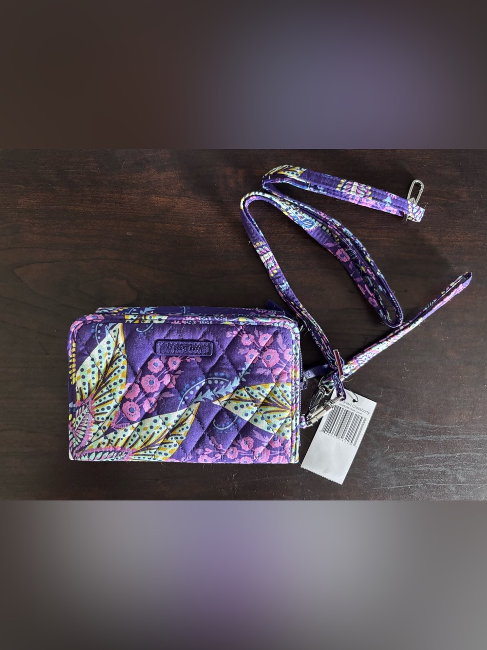 Vera Bradley Purple Floral Quilted Crossbody Wallet